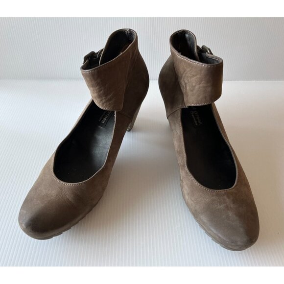 Paul Green Munchen Gray Leather Heels W/ Ankle Cuffs, Size 8 (US) 5.5 (UK) - Picture 2 of 11